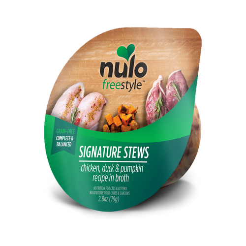 Nulo Freestyle Cat & Kitten Signature Stews Chicken, Duck & Pumpkin Recipe in Broth