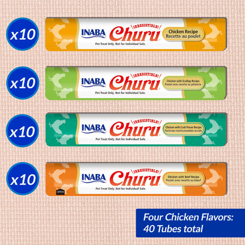 Inaba Churu Chicken Variety Box Recipe Scallop, Crab & Beef Cat Treats