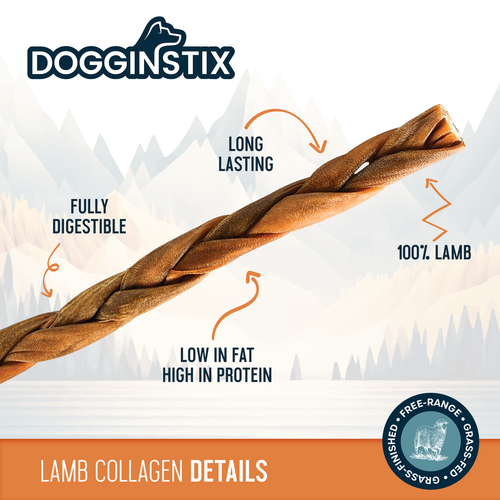 Dogginstix Braided Lamb Collagen Dog Treats