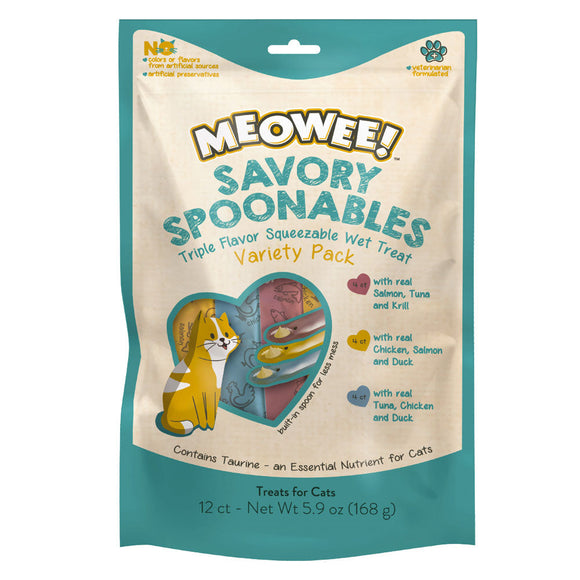 Meowee! Savory Spoonables Variety Pack Wet Treats for Cats