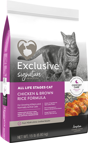 Exclusive® Signature All Life Stages Cat Chicken & Brown Rice Formula Cat Food (15 lb)