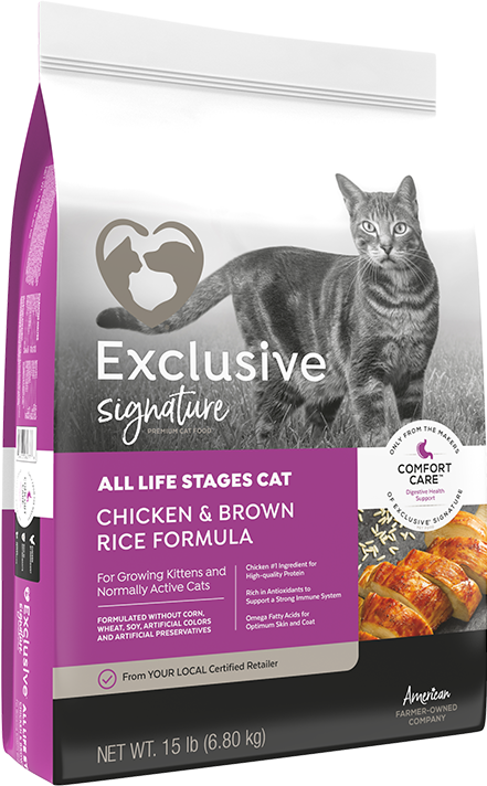 Exclusive® Signature All Life Stages Cat Chicken & Brown Rice Formula Cat Food (15 lb)